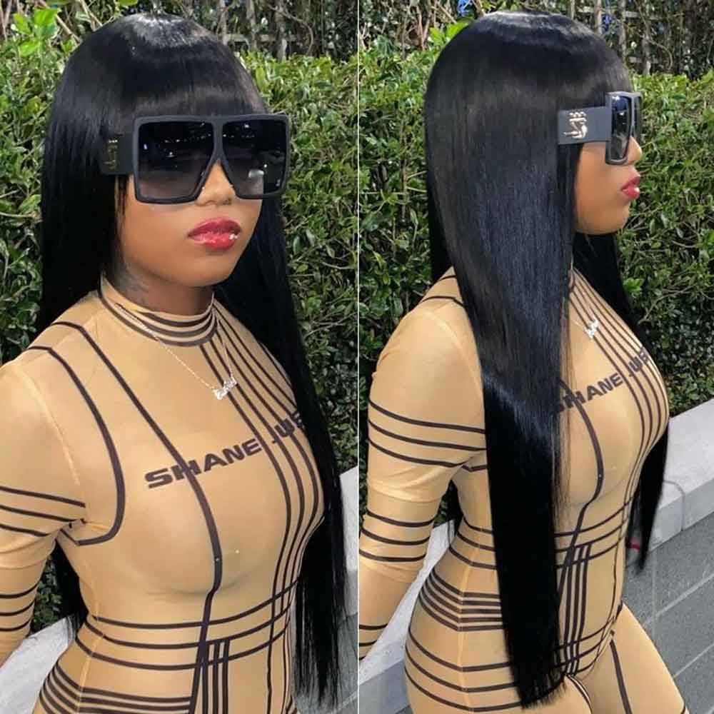 Beaudiva Straight Bang Wigs Real Human Hair Wigs With Bangs