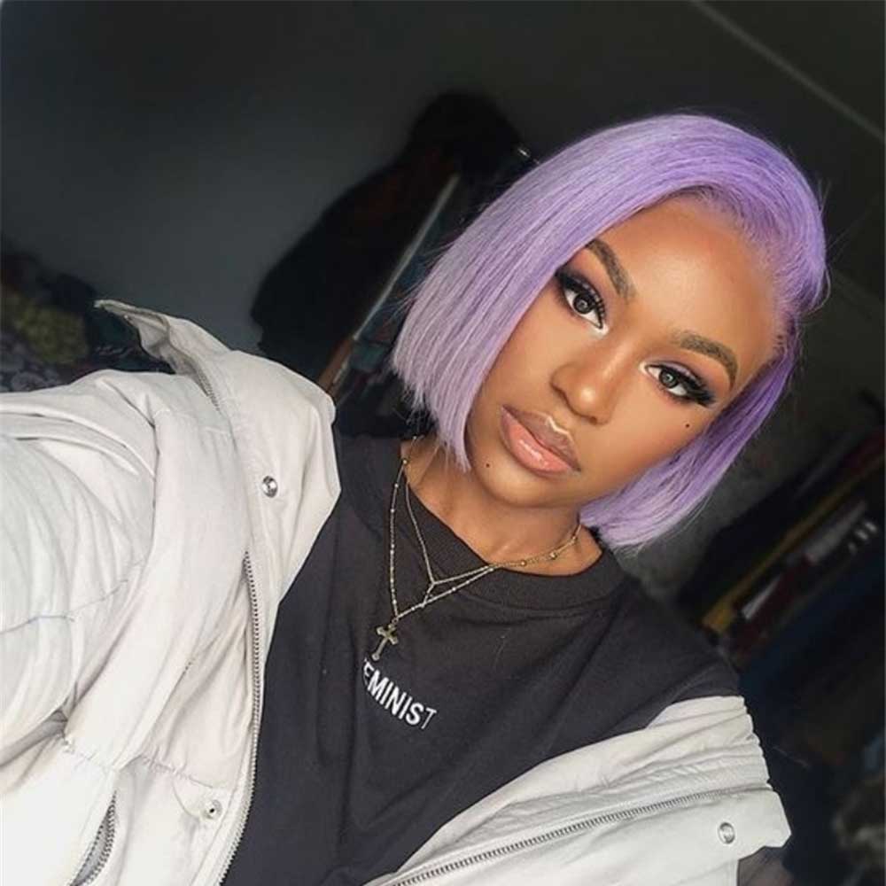 Beaudiva Liac Purple Bob Wig Human Hair Wig Straight Bob Wigs