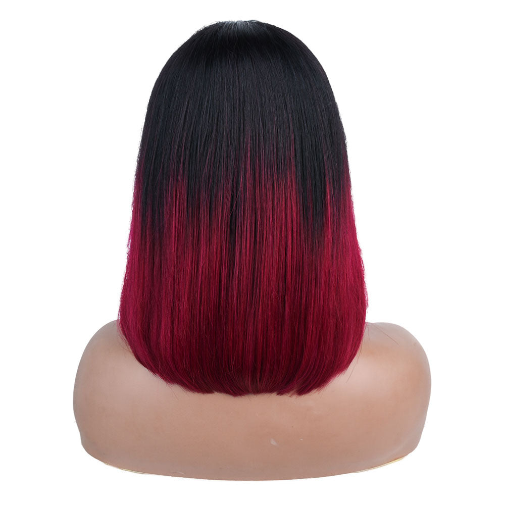 Tiktok Beaudiva Straight TB Burg Ombre Colored Lace Closure Short Bob Human Hair Wig