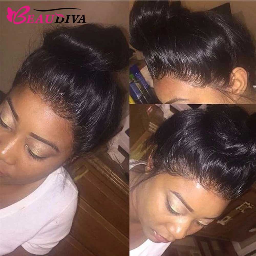 Beaudiva Bone Straight Lace Front Human Hair Wigs 13X1 Hairline Full Glueless Wig