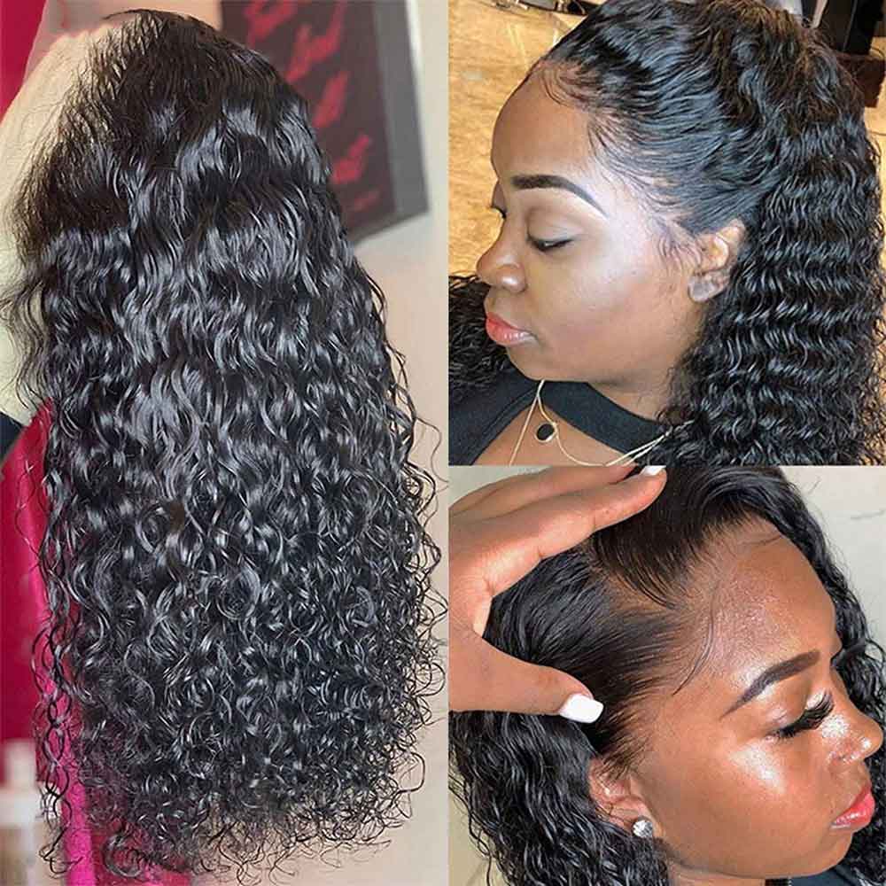 【May】TK36 : Water Wave 13X4 Lace Frontal Wigs Human Hair Wigs Transparent