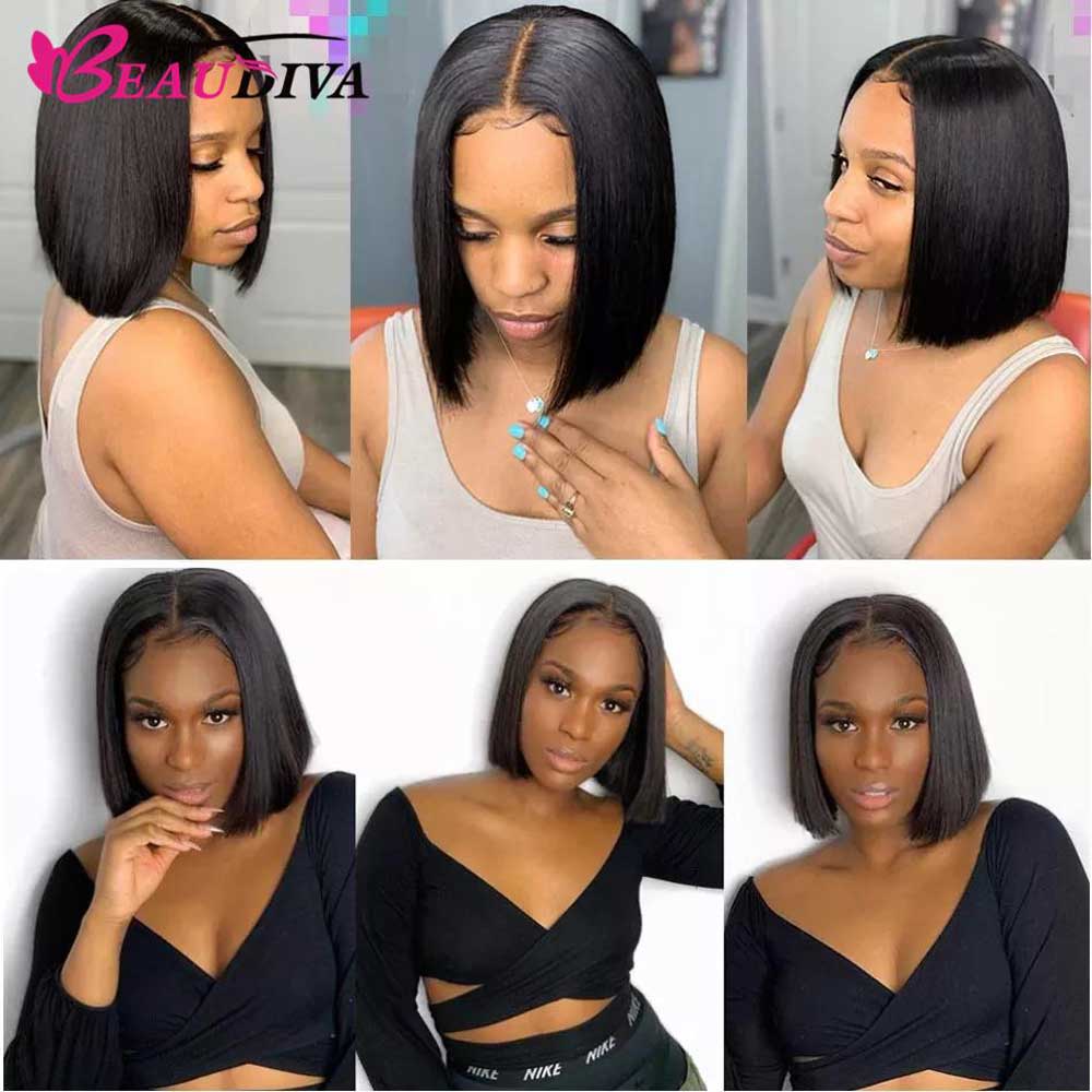 【CoCo】Glueless Short Bob Wig Bone Straight 4X4 Lace BEAUDIVA