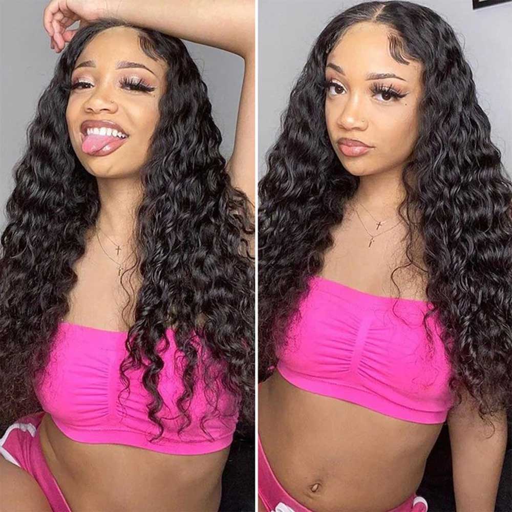 Beaudiva Deep Wave Human Hair Wigs Closure Wig  5x5 Lace Wig Pre Plucked Baby Hair