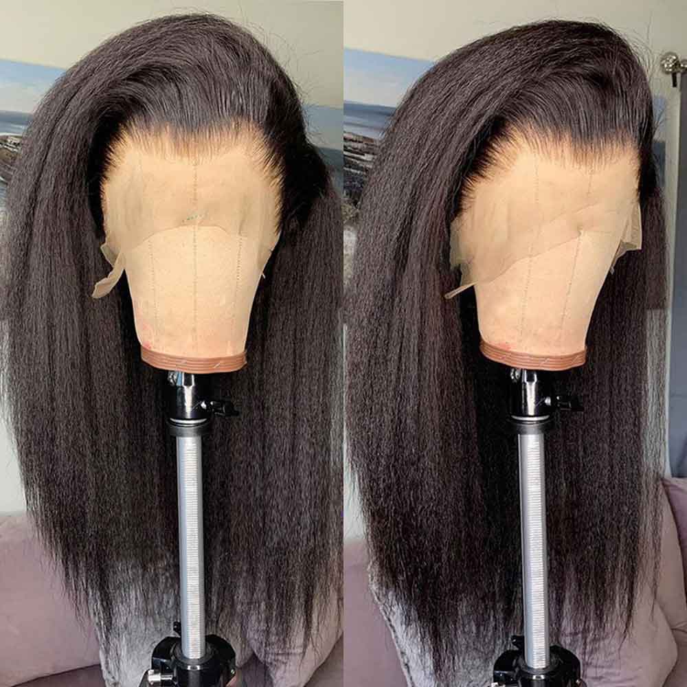 Beaudiva Kinky Straight Lace Front Wig Human Hair Wigs 13X1  Lace Wig Pre plucked Baby Hair
