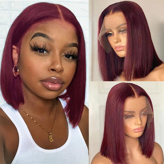 Beaudiva 99J Straight Bob Wig 13X4X1 Lace Front Wig Human Hair Wig