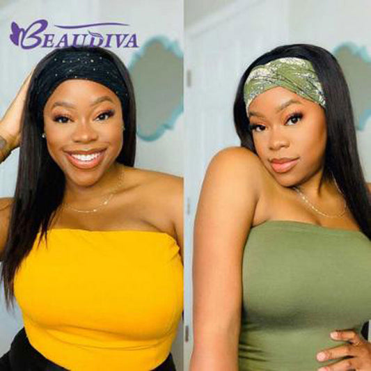 Tiktok Beaudiva Headband Wig Human Hair Wig Long Straight Headband Wig