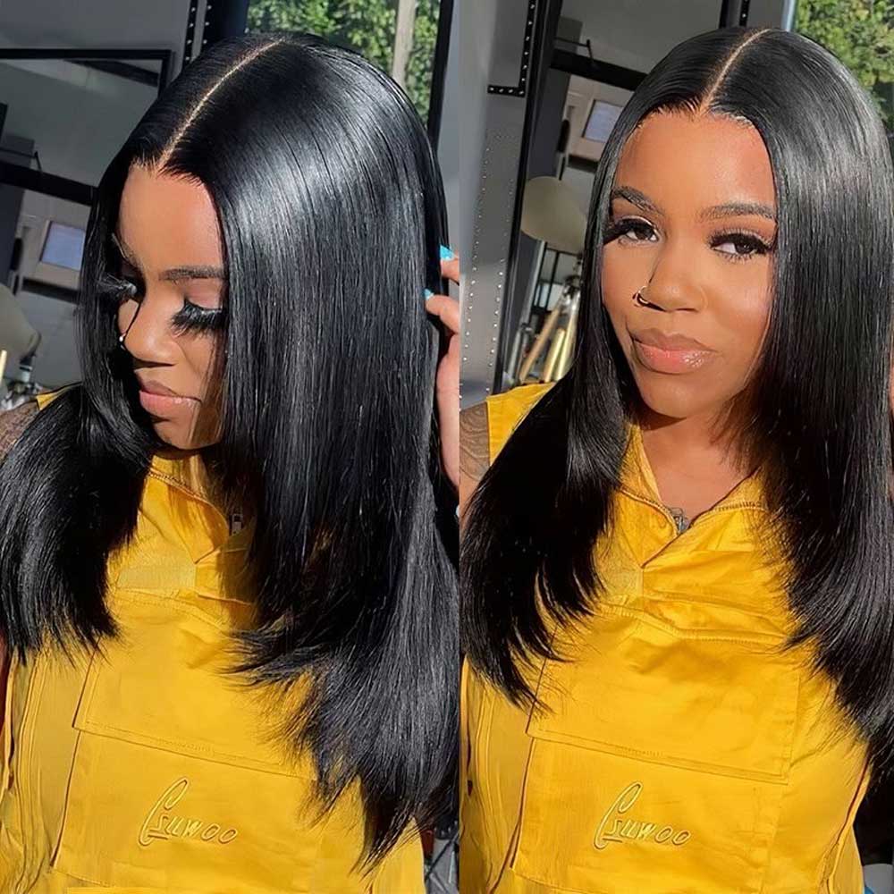 【Lydia】TK08 : BEAUDIVA Layered Lace Wig Inner Buckle Cute Straight 13x4 Lace Front Butterfly Haircut Wig With Medium Length Layered Human Hair