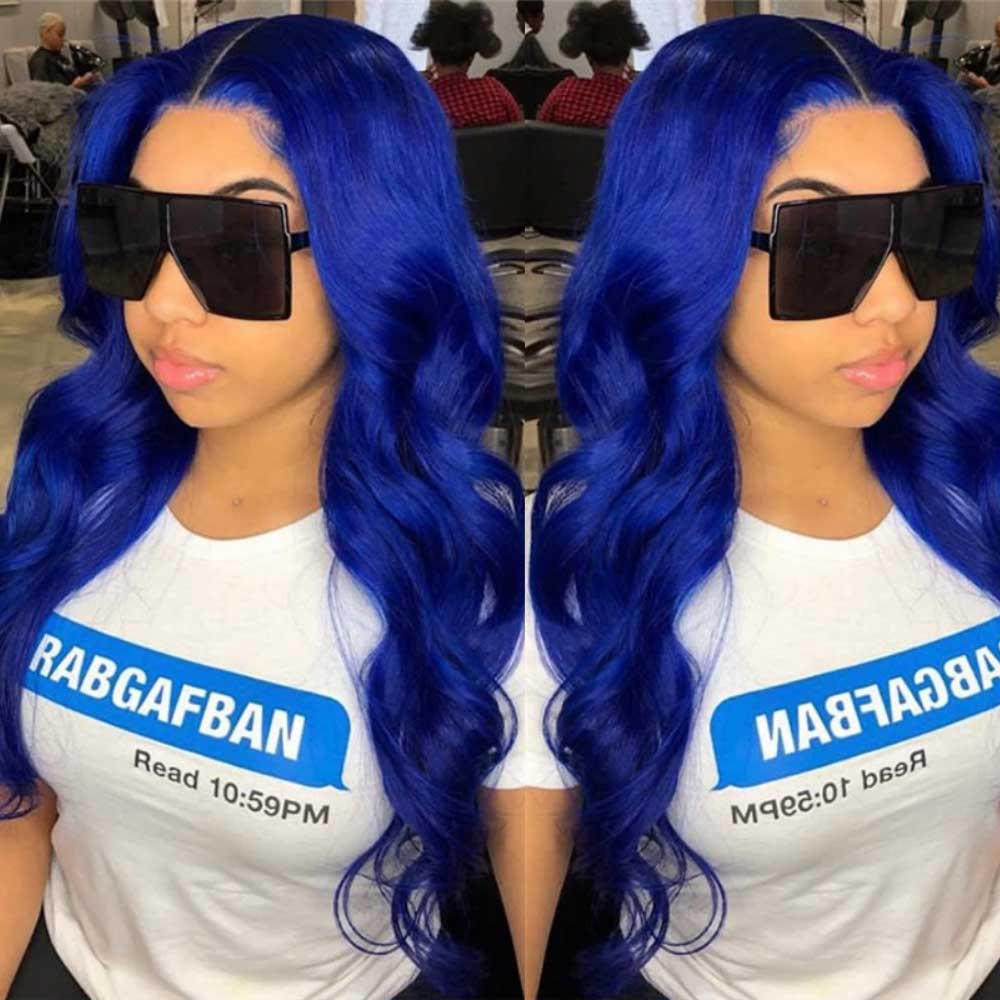 Beaudiva Shining Blue Straight Lace Frontal Wig Pre Plucked 150%  Human Hair Wig