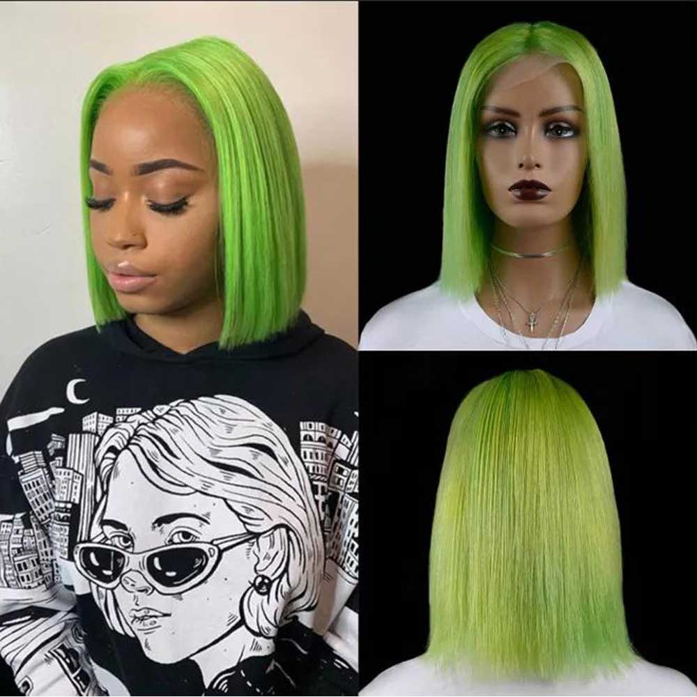 Beaudiva Straight Radiant Yellow Bob Wig Short 13x1 Lace Frontal Wigs Human Hair Pre Plucked