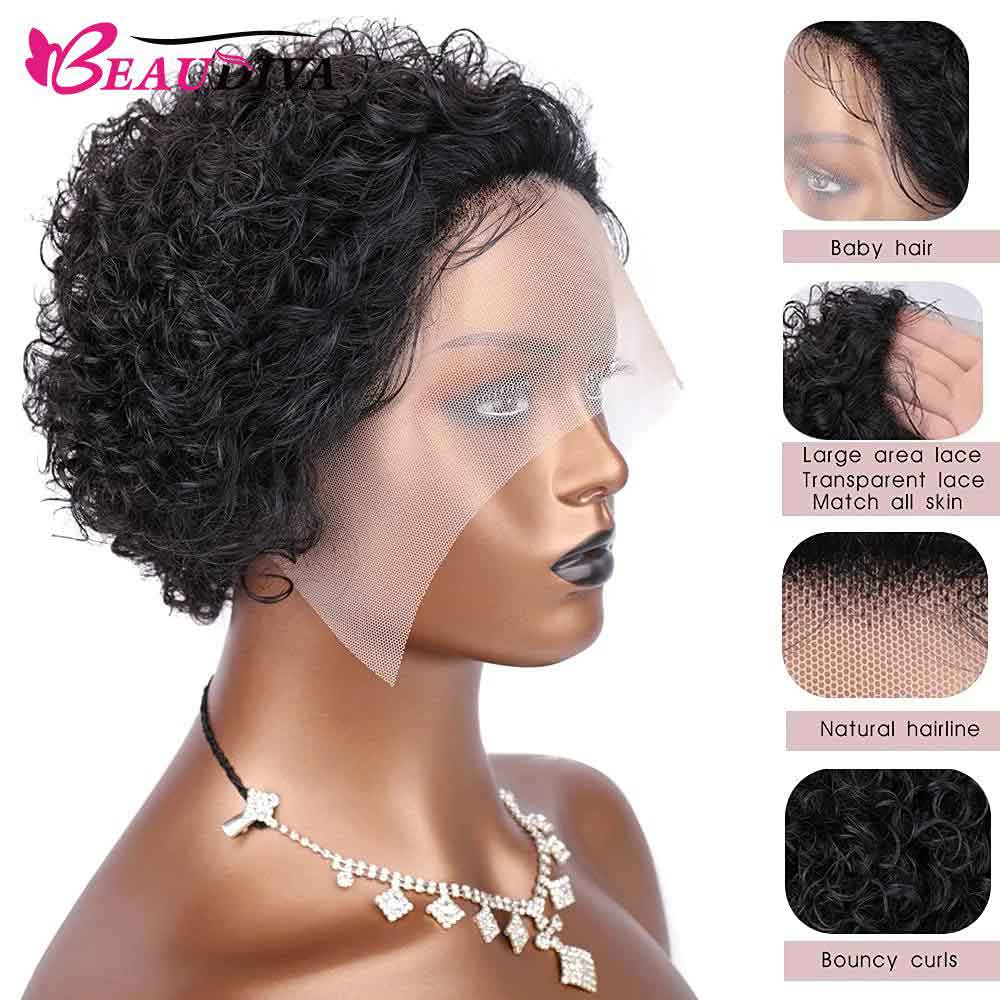 【Sela】Beaudiva Kinky Curly Wig Human Hair Lace Front Wigs 13X1 Lace Part Wig