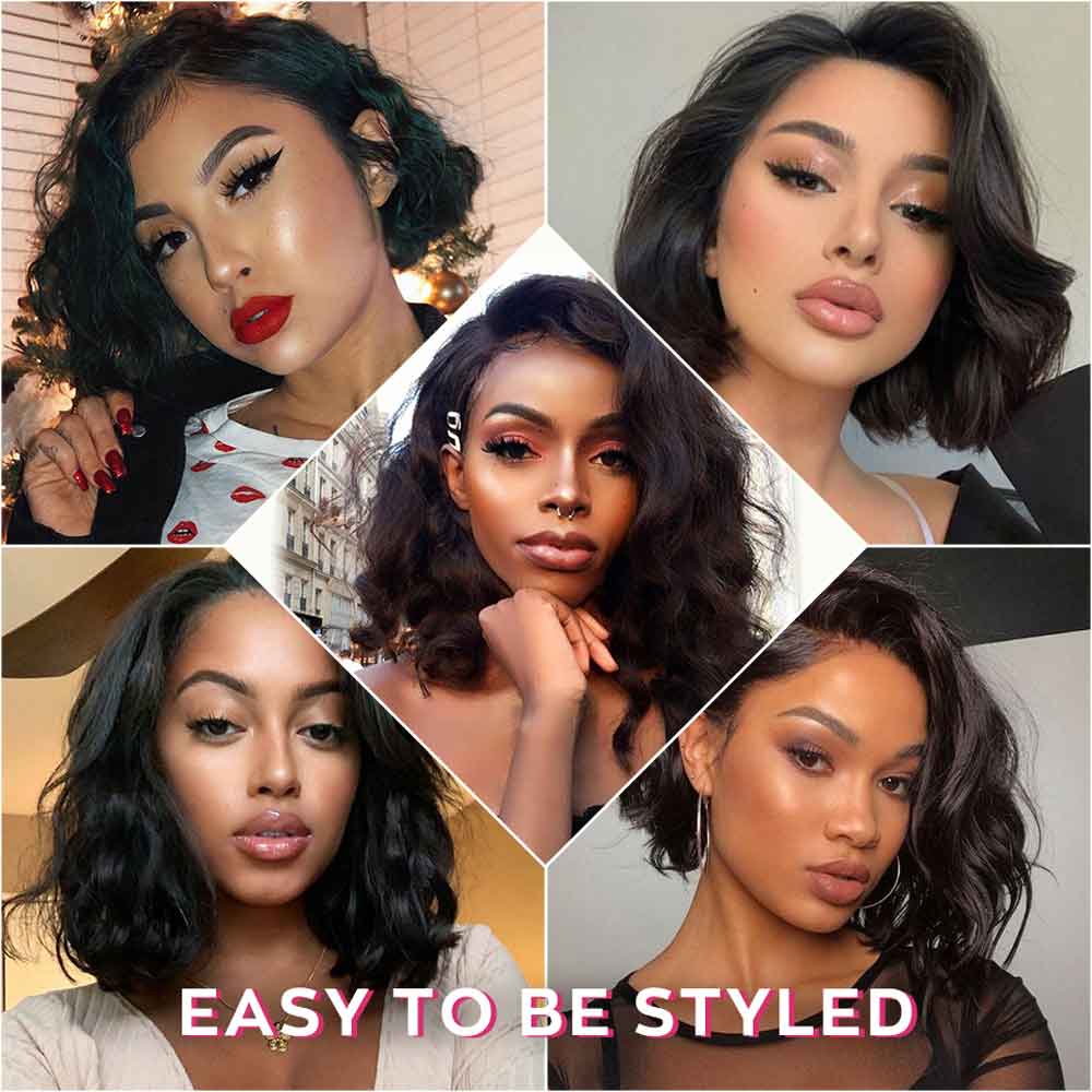 【Jennifer】TK10 : For Hot Days 13X4 Lace Front Short Straight Bob Wig Pre Plucked Natural Baby Hair Human Hair Wigs