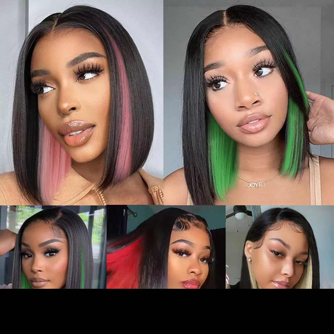 【Peeka】TK26: Peekaboo Highlight With Colored Short Bob Wig 5X5 Lace Closure Human Hair Wig