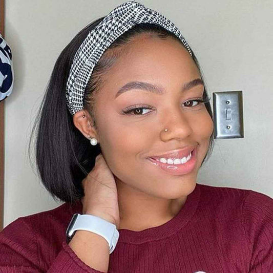 Beaudiva Bone Straight Bob Headband Wigs Human Hair Bob Wig