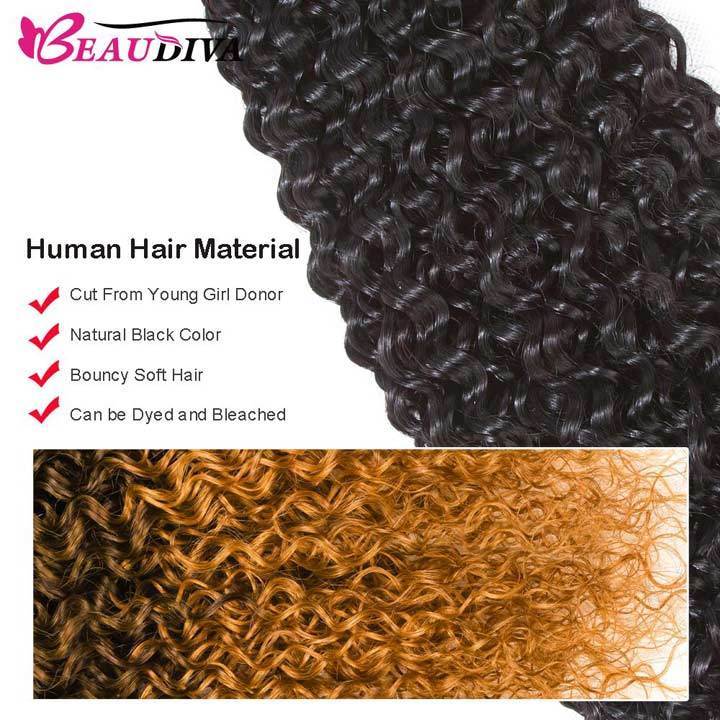 Beaudiva Hair Jerry Curly 4 Bundles Brazlian Virgin Unprocessed Hair