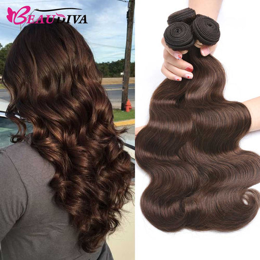 Beaudiva Body Wave Light Brown 100% Real Human Hair 3&4  Bundles