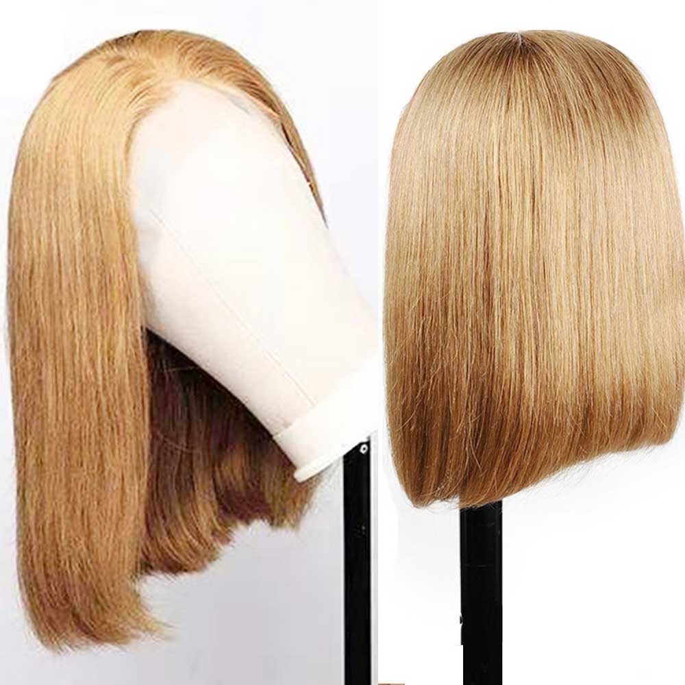Beaudiva Honey Blonde Straight Bob Wig 13X4X1 Lace Front Wig Human Hair Wig