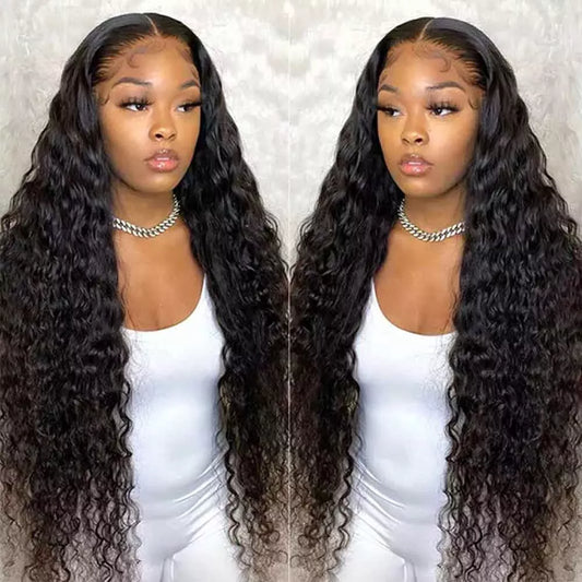 【Katie】TK20 : Beaudiva Deep Wave Human Hair Wigs Lace Front Wigs Transparent Lace 13x6 Wigs Pre Plucked