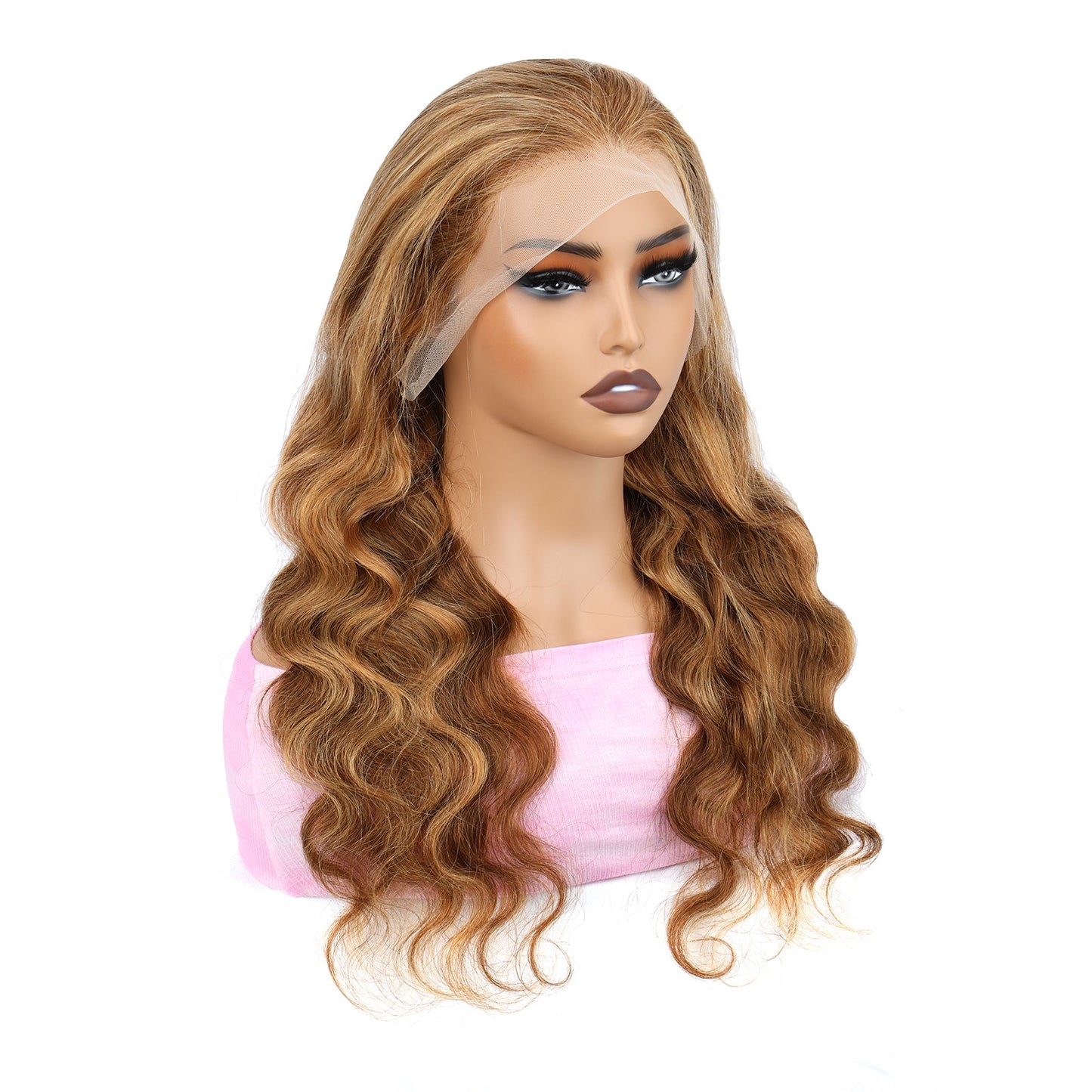 Body Wave Human Hair Wig Highlight P4/27 Ombre Lace Front  13x4 Lace Frontal Wigs Human Hair Pre Plucked HD Frontal Wigs for Women