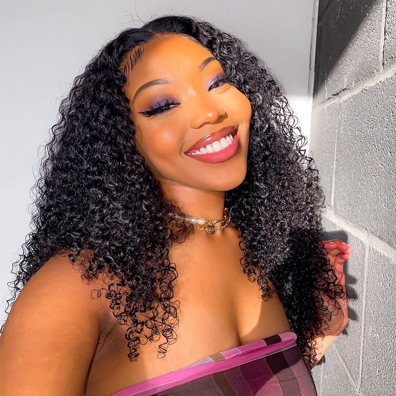 【June】30 inches 13X4 Kinky Curly Lace Frontal Wig Human Hair Wigs 16"-30"