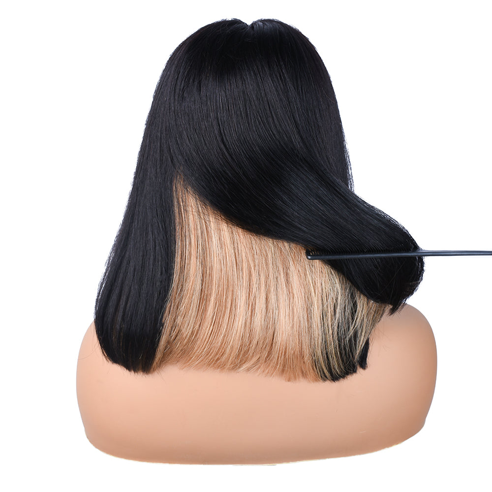 【Fanny】TK25: Peekaboo Highlight Colored Bob Wig 13X4 Lace Front Human Hair Wigs