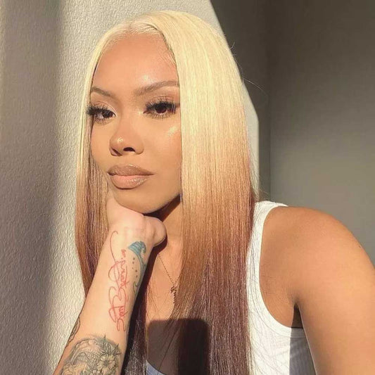 Tiktok Beaudiva Lace Front Wig Human Hair Wigs Ombre Blonde Pre Plucked Baby Hair