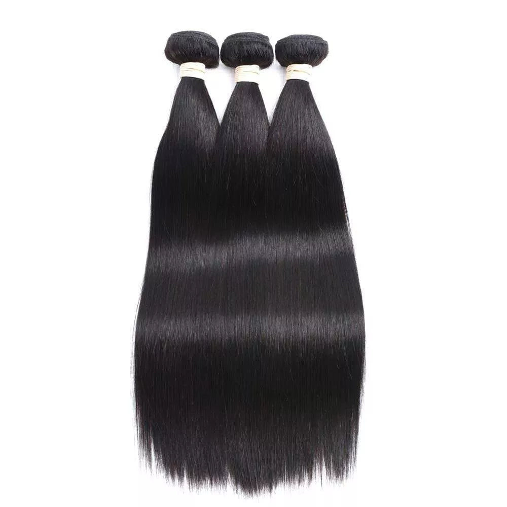 Beaudiva Bone Straight Jet Black 3 Bundles Deal Human Hair Weaves For Women