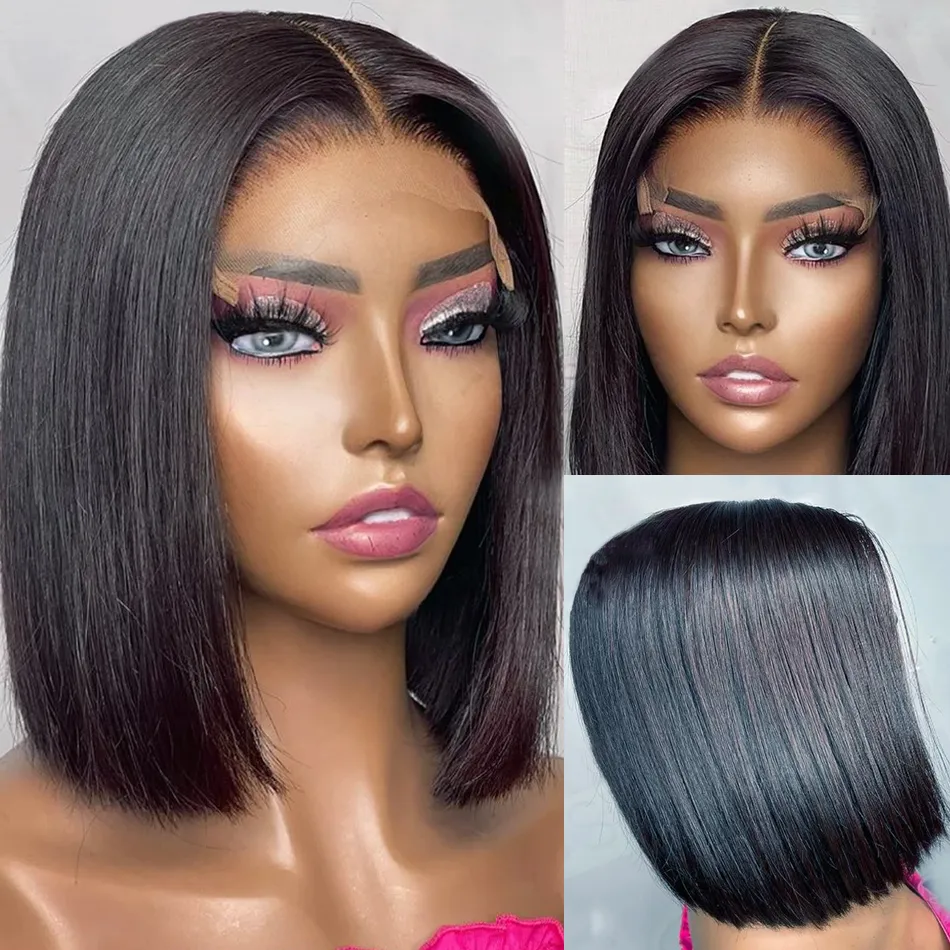 【CoCo】Glueless Short Bob Wig Bone Straight 4X4 Lace BEAUDIVA