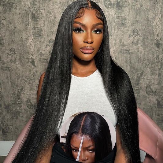 【Kaka】 HD Lace Glueless 4X4 Lace Closure Human Hair Wig Wear and Go Brazilian Straight Closure Wigs For Women 4X4 Transparent Lace Closure Wigs