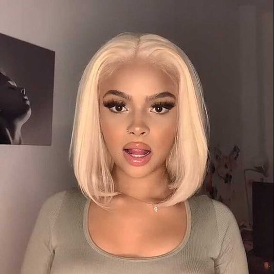 Beaudiva Silky Straight 613 BOB Wig Human Hair T Part Lace Wigs Transparent Lace Part Wigs