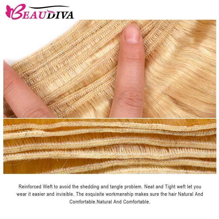 Beaudiva Straight Hair 613 Blonde 3 Bundles With 13x4 Lace Frontal Human Hair