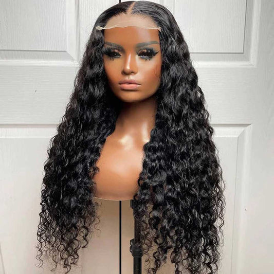 【Nisha】TK54 :Glueless Water Wave 5x5 Transparent Lace Closure Wigs Human Hair Wig Pre Plucked with Baby Hair