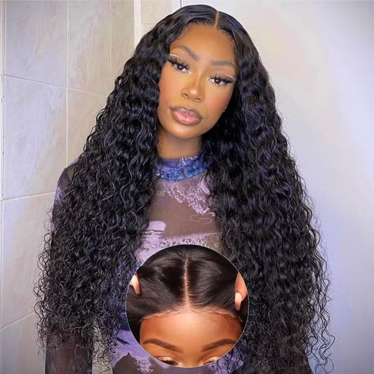 【Tata】 Real HD Glueless Water Wave 4X4 Lace Closure Wigs Human Hair Wig Pre Plucked with Baby Hair