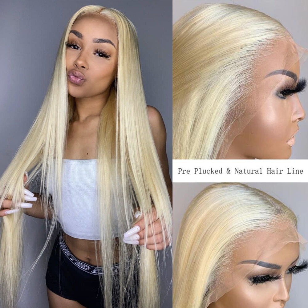 Beaudiva Blonde Silky Straight 613 Human Hair Wigs T Part Wigs Lace Front Wig Colored Wigs Honey Blonde 613 Color Lace Wigs