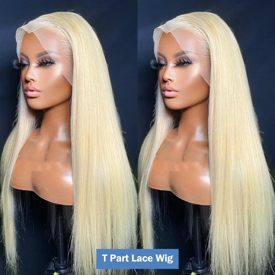 Beaudiva Blonde Silky Straight 613 Human Hair Wigs T Part Wigs Lace Front Wig Colored Wigs Honey Blonde 613 Color Lace Wigs