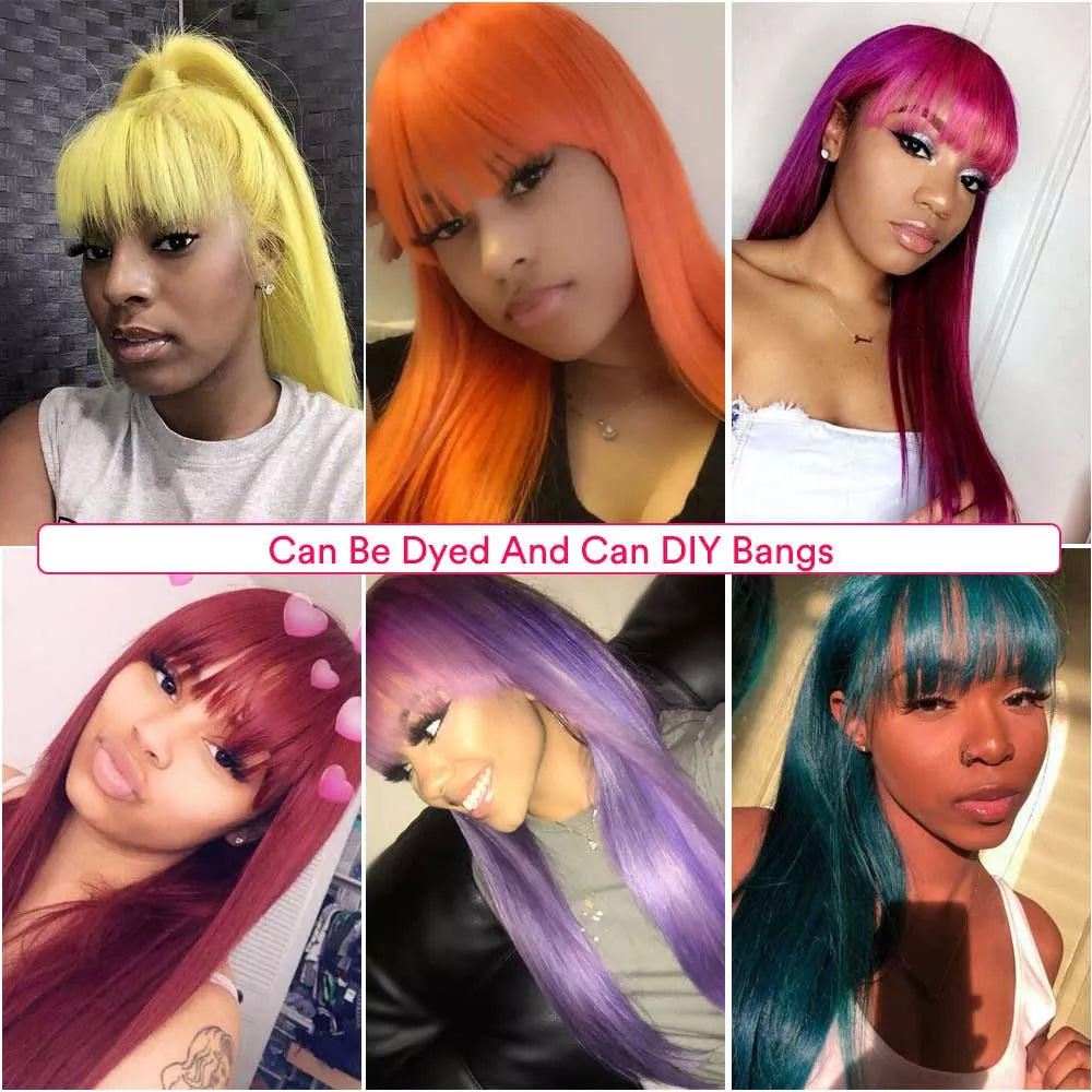 Beaudiva 613 Straight Bang Wigs  100% Real Human Hair Wigs With Bangs