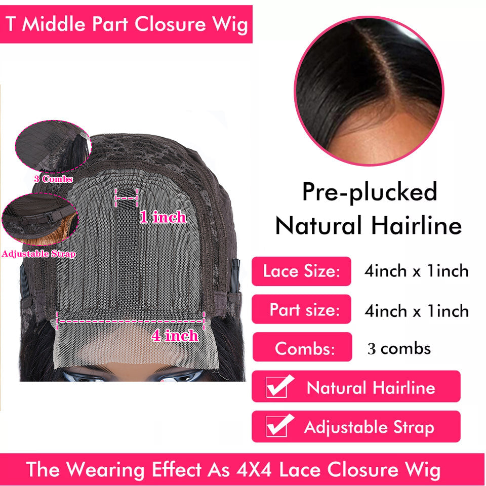 Beaudiva 4x1 T Part Lace Wigs Human Hair Bob Wig 100% Remy Human Hair