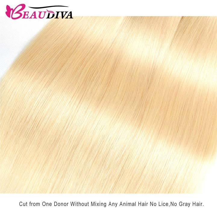 Beaudiva 613 Blonde Straight 3 Bundles With 4x4 Lace Closure Virgin Human Hair