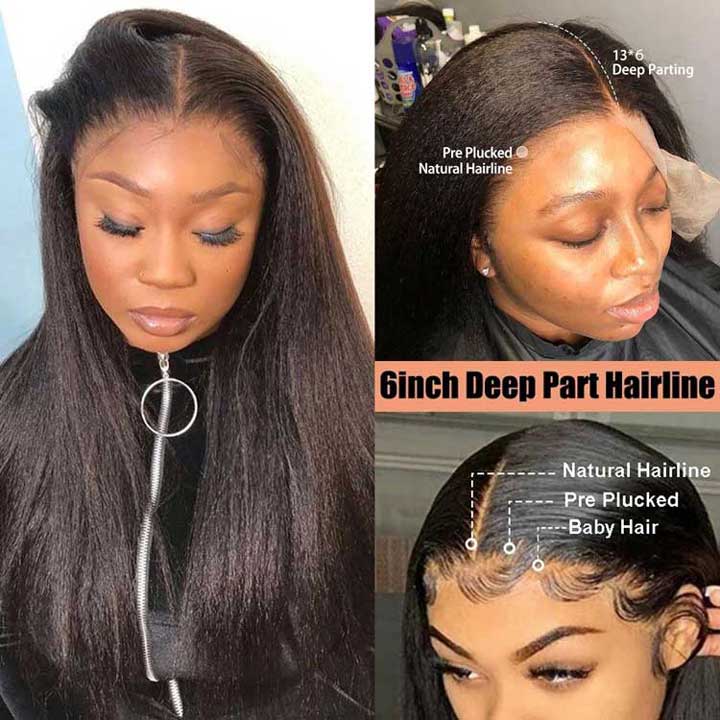 Beaudiva Human Hair Wigs 13x6 Lace Front Wig Kinky Straight Human Hair Wig Transparent Lace Wigs
