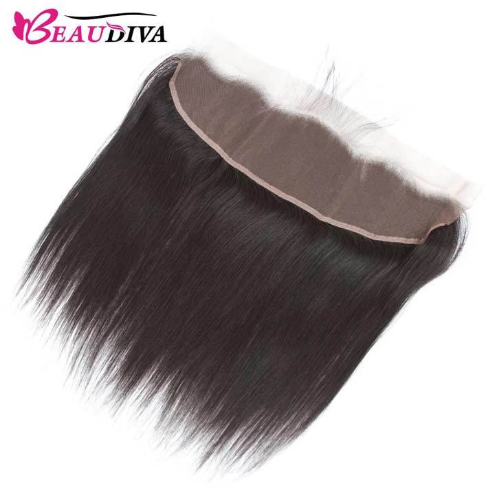 Beaudiva Hair Silky Straight 4 Bundles with Lace Frontal Human Hair Weaves