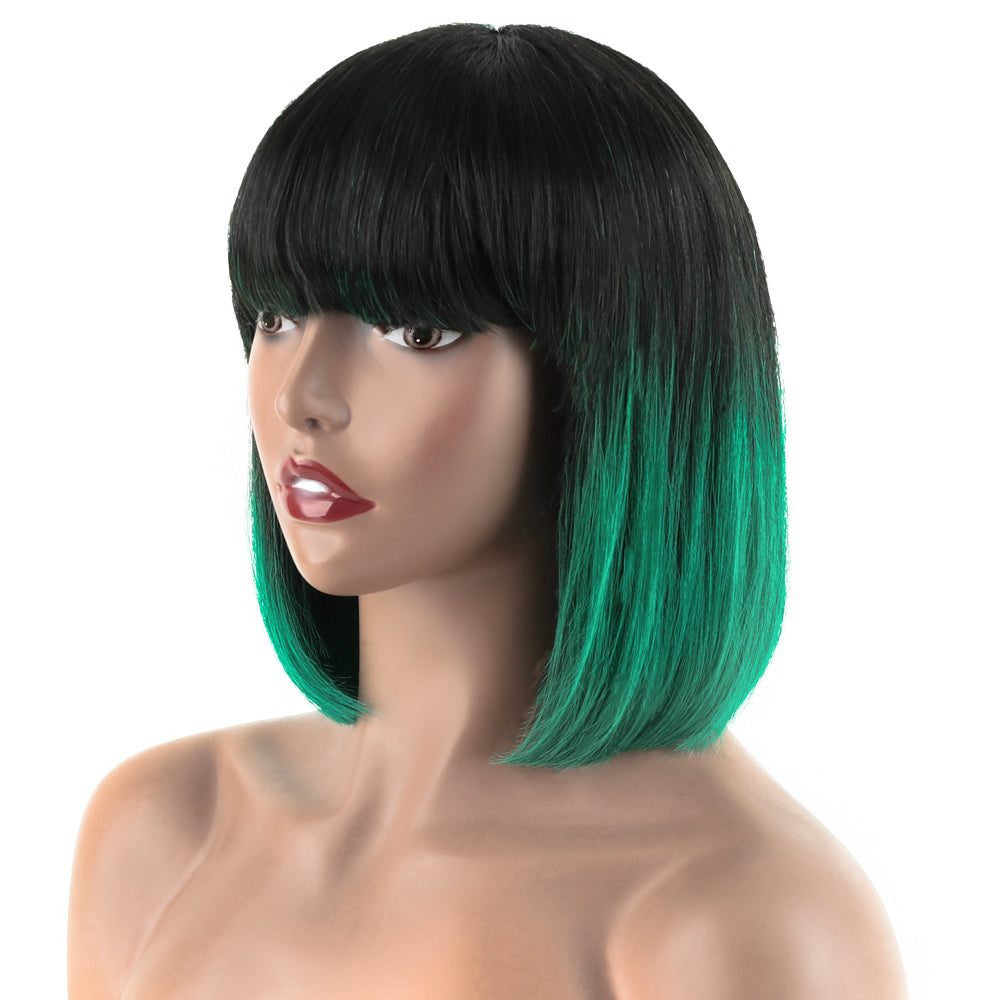 【Kerry】TK46 : Beaudiva BoB Wig with Bang Human Hair Bang Wig Ombre BOB Wig