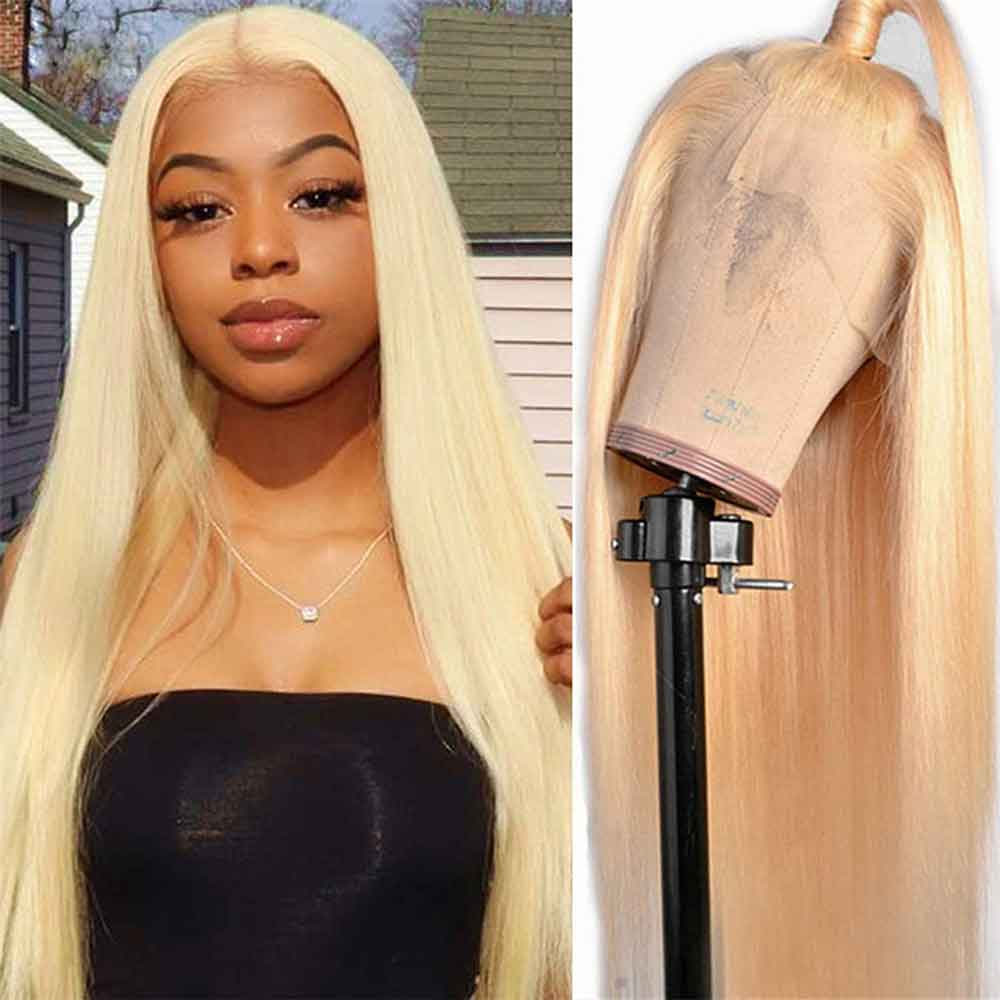 Beaudiva Blonde Silky Straight 613 Human Hair Wigs T Part Wigs Lace Front Wig Colored Wigs Honey Blonde 613 Color Lace Wigs