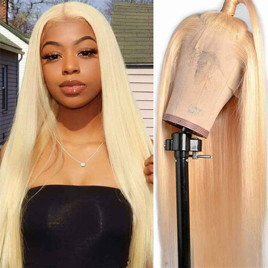 Beaudiva Blonde Silky Straight 613 Human Hair Wigs T Part Wigs Lace Front Wig Colored Wigs Honey Blonde 613 Color Lace Wigs
