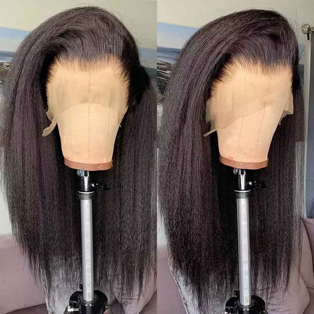 Beaudiva Human Hair Wigs 13x6 Lace Front Wig Kinky Straight Human Hair Wig Transparent Lace Wigs