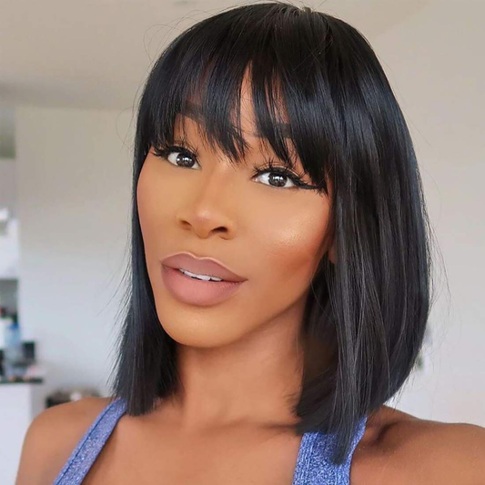 【Kerry】TK46 : Beaudiva BoB Wig with Bang Human Hair Bang Wig Ombre BOB Wig