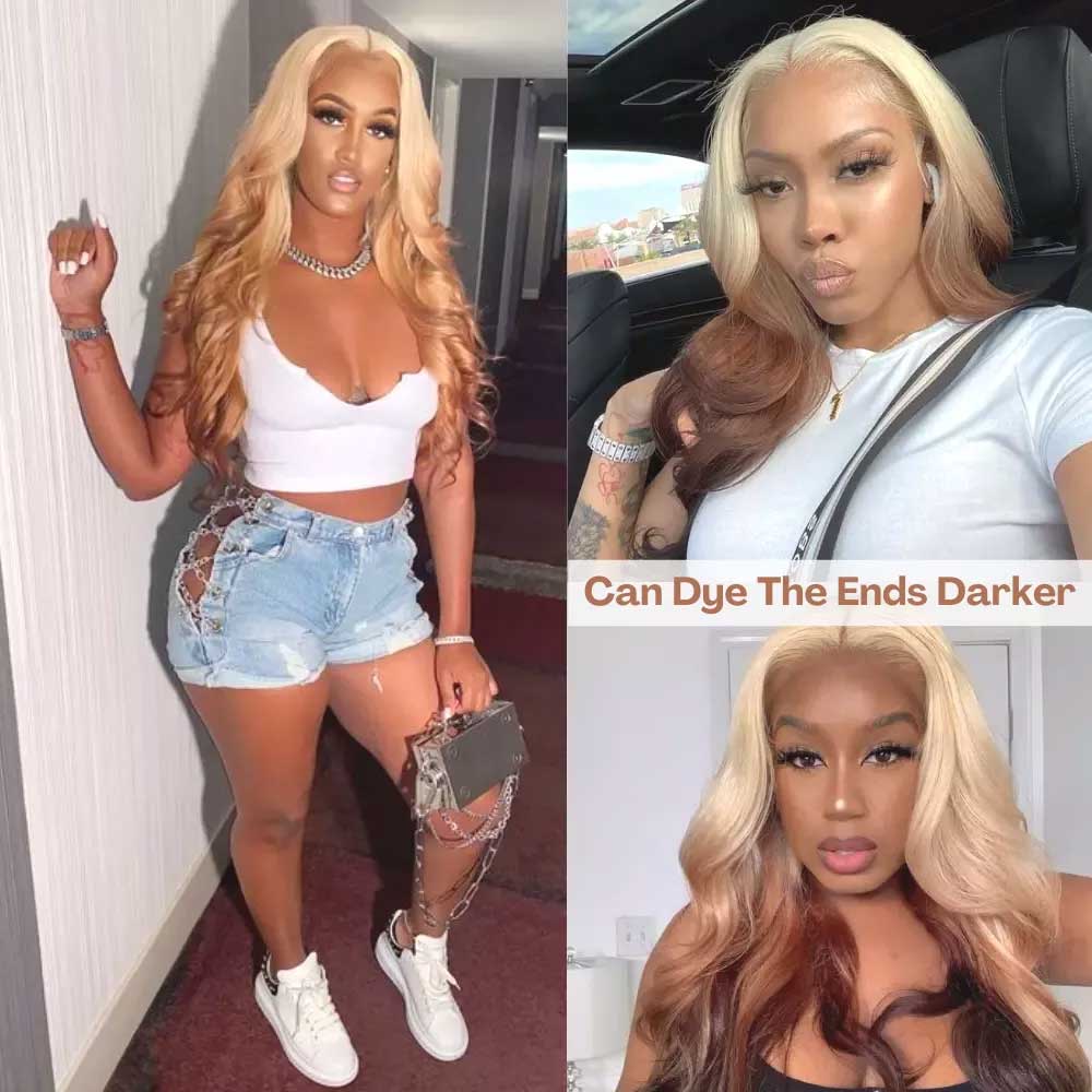 Tiktok Beaudiva Lace Front Wig Human Hair Wigs Ombre Blonde Pre Plucked Baby Hair