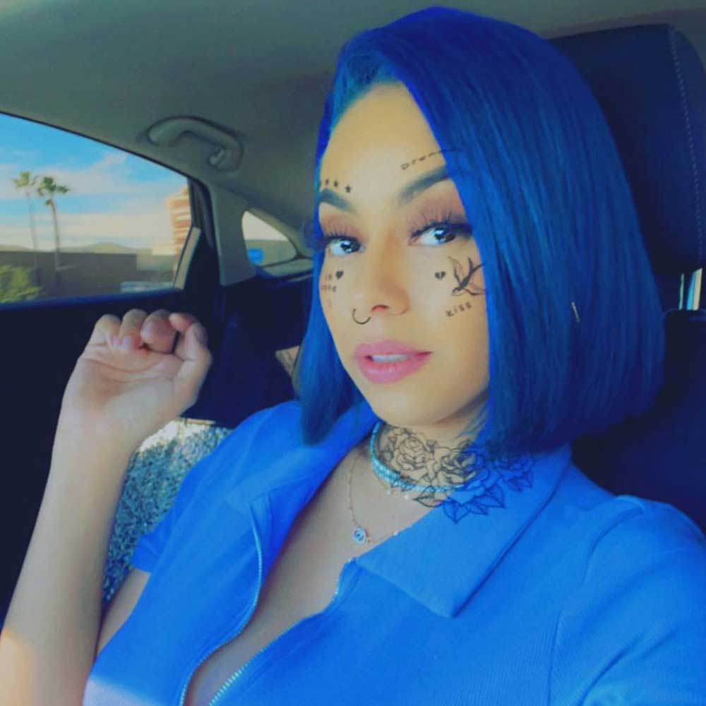 Beaudiva Lace Front Wig  Straight Bob Wig 13X4X1 Lace  Human Hair Wig Blue Color