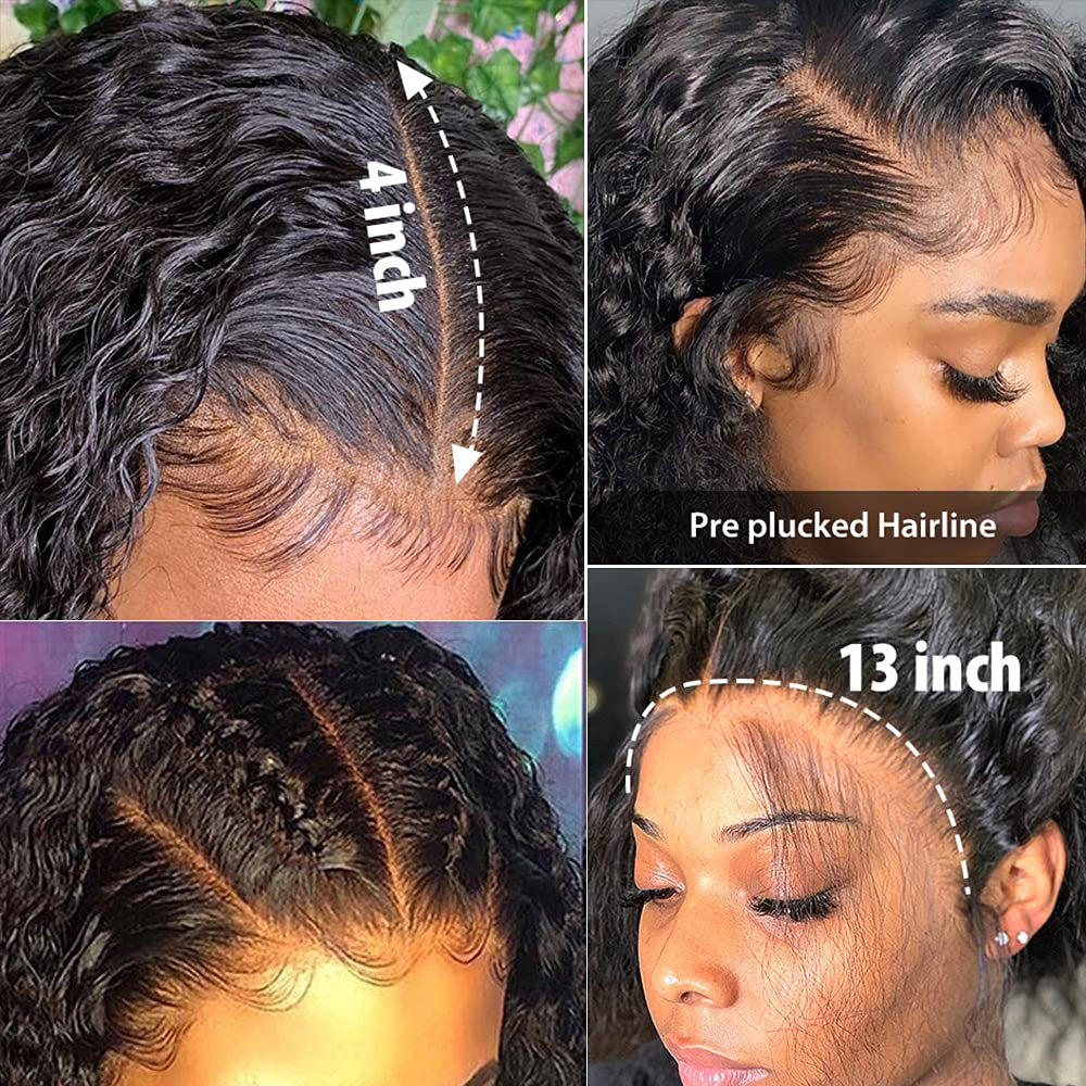 Beaudiva Deep Wave Human Hair Wigs 13x4 Lace Front Wigs 100% Human Hair Wigs Transparent Lace Wigs