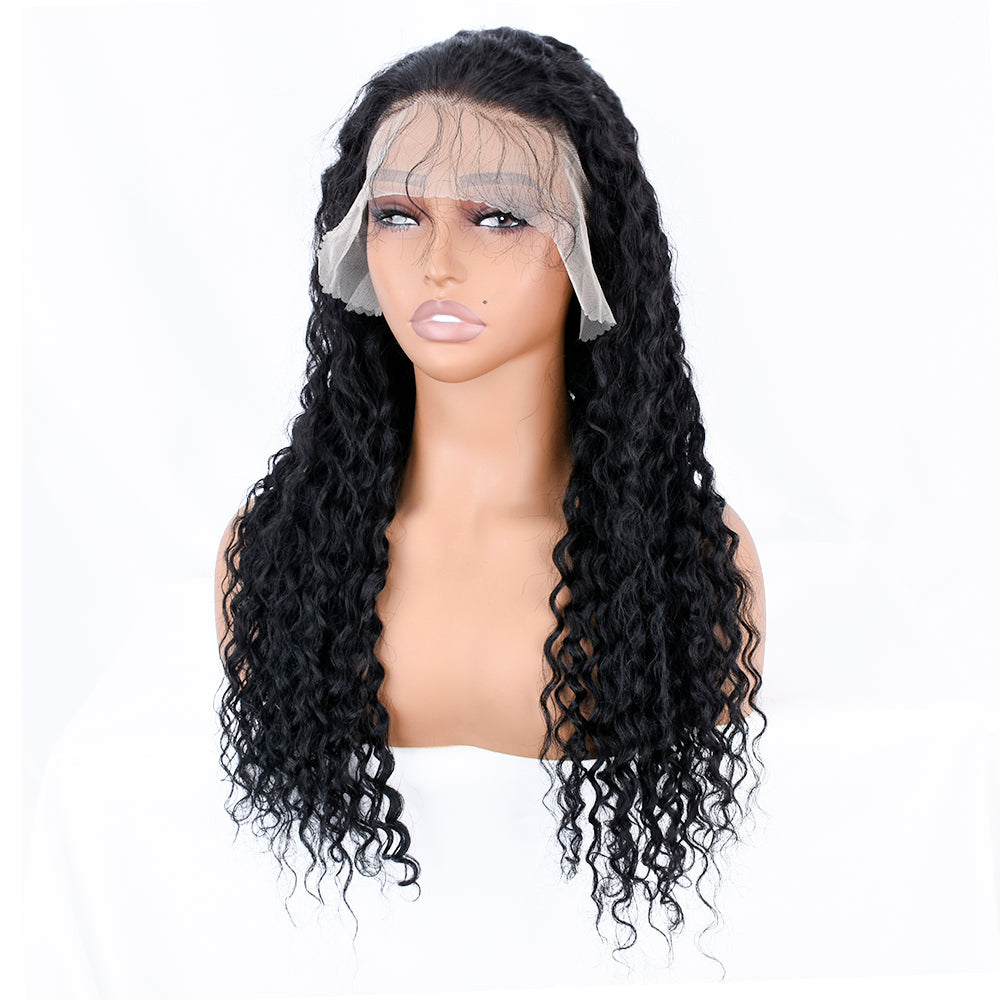 【May】TK36 : Water Wave 13X4 Lace Frontal Wigs Human Hair Wigs Transparent