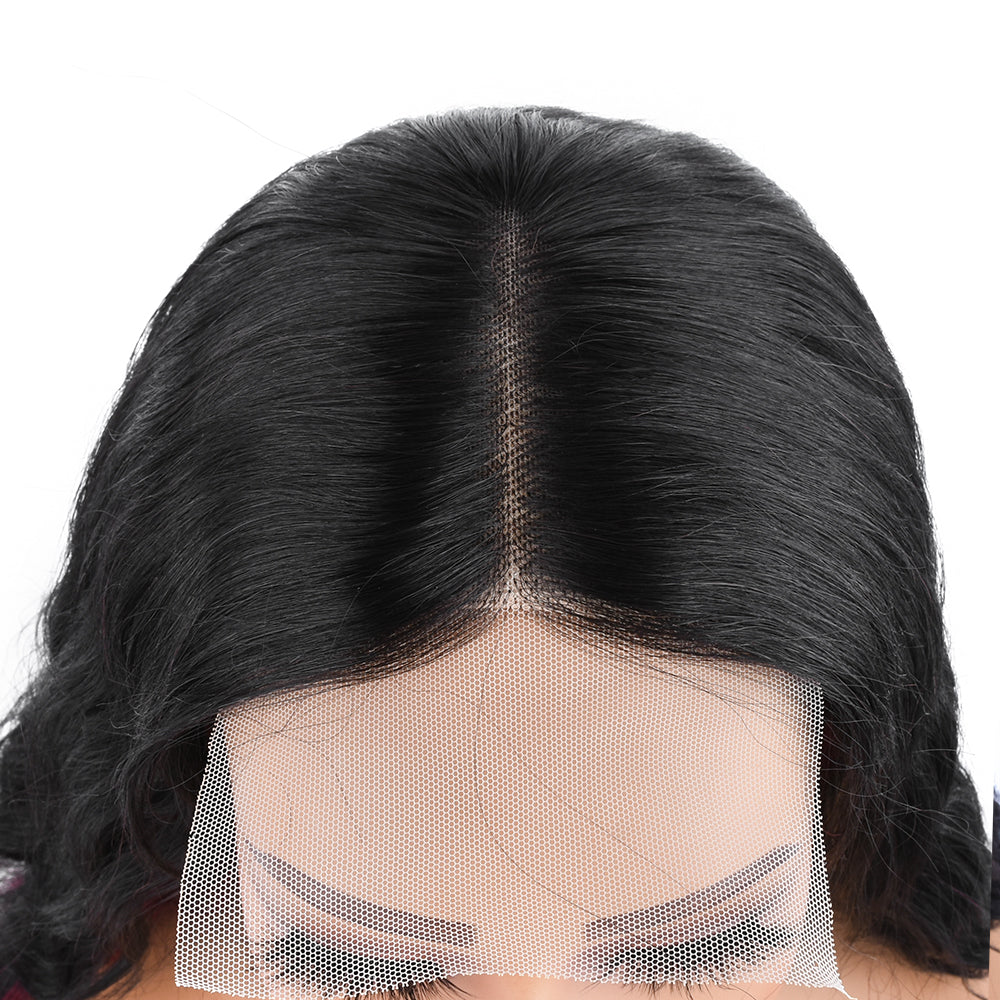 【Bella】Ombre 99J Colored Body Wave Lace Closure Wig 4X4 Lace Closure Human Hair Wigs