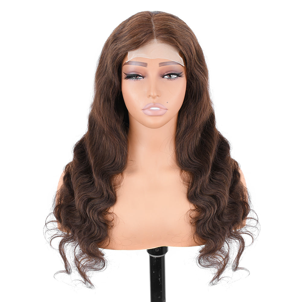 【Stefani】Beaudiva Chestnut Brown Colored 4# Body Wave Closure Wig Human Hair Wig